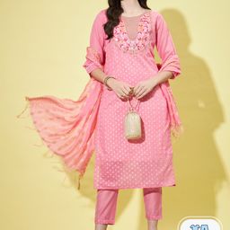PPTOSS Floral Embroidered Kurta with Trousers & With Dupatta-picture-15