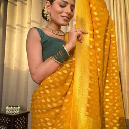 Sanwariya Silk Ethnic Motifs Zari Silk Blend Kanjeevaram Saree image 5