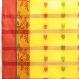 DESH BIDESH Yellow & Red Ethnic Motifs Pure Cotton Taant Saree image 5