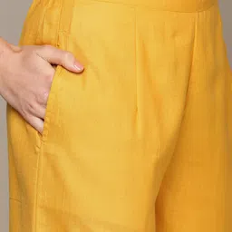 Anouk Women Yellow Yoke Design Regular Kurta with Palazzos & With Dupatta image 2