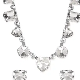 Rubans Rhodium-Plated White Crystal Zirconia Studded Jewellery Set image 4