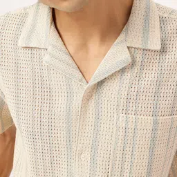 Kook N Keech Laid-Back Layers Open Knit Striped Relaxed Shirt image 3