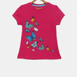 mackly Girls Pink Printed Lounge T-Shirt-image-82