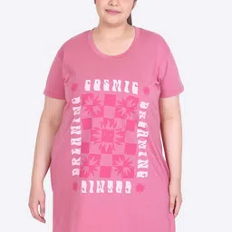 IN Love Plus Size Printed Cotton Longline Lounge T-Shirt image 1