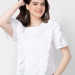 SPYKAR Women Slim Fit Cotton T-shirt-image-36