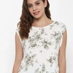 AMERICAN EAGLE OUTFITTERS Women Green & White Floral Printed T-shirt-image-77