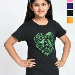 BAESD Girls Pack Of 5 Typography Printed Regular Fit Cotton T-Shirt-picture-32