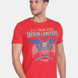 U.S. Polo Assn. Denim Co. Men Printed Pure Cotton Slim Fit T-shirt-picture-17