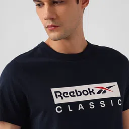 Reebok Slim-Fit Typography Printed Pure Cotton T-Shirt image 2