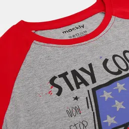 mackly Boys Grey Melange & Red Colourblocked Lounge T-Shirt image 3