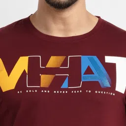 Status Quo Men Purple Typography Printed T-shirt image 3