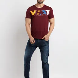 Status Quo Men Purple Typography Printed T-shirt image 5