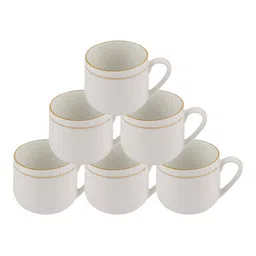 SONAKI White 6-Pieces Solid Bone China Cups Set image 2