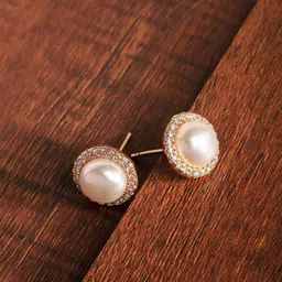 Zaveri Pearls White Gold-Plated Beaded Circular CZ-Studs-picture-20