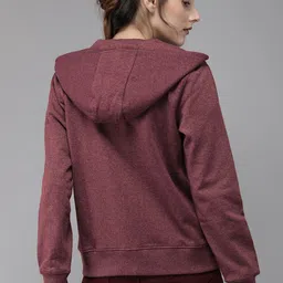 Roadster GreenTurn Women Purple Solid Hooded Sustainable Sweatshirt image 4