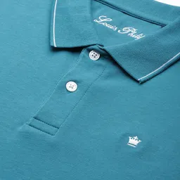 Louis Philippe Men Blue Polo Collar Pure Cotton T-shirt image 2