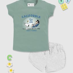 YK X Minute Mirth Infant Girls Pure Cotton Peanuts Printed T-shirt with Shorts-picture-18
