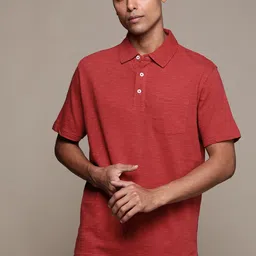 Macy's Club Room Men Rust Red Solid Polo Collar Pure Cotton T-shirt-picture-22