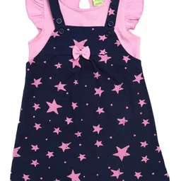 Clothe Funn Girls Stars Printed Cotton Pinafore Dress With Top-picture-31