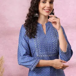 Nayam By Lakshita Geometric Printed Thread Work Kurta with Trouser-picture-18