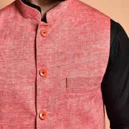 PRINTINDIA Mandarin Collar Pure Cotton Straight Kurta With Trousers & Nehru jacket image 5