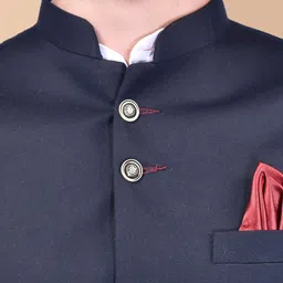 PRINTINDIA Mandarin Collar Pure Cotton Straight Kurta With Trouser & Nehru jacket image 3