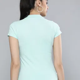 HERE&NOW Women White & Yellow Typography Printed Pure Cotton T-shirt image 3