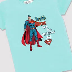 YK X Minute Mirth Infant Boys Superman Printed Pure Cotton T-shirt with Shorts image 3