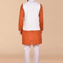 PRINTINDIA Mandarin Collar Pure Cotton Straight Kurta With Trousers & Nehru jacket image 4