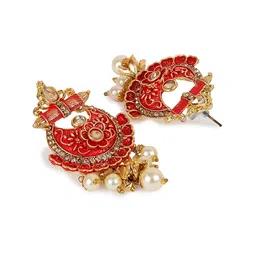 ANIKAS CREATION Women Gold-Plated & White Pearl-Embellished Temple Jewellery Set image 5