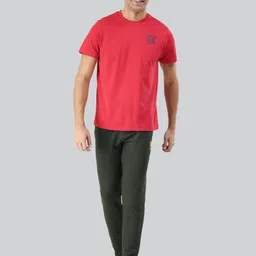 U.S. Polo Assn. Men Red & Black Colourblocked Cotton Lounge T-Shirt image 5