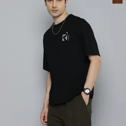 R.Code by The Roadster Life Co. Pack Of 2 Men Round Neck Short Sleeves Oversized T Shirts image 1