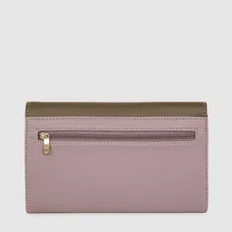 Baggit Women Olive Green & Mauve LWXE MAYZE Colourblocked Three Fold Wallet image 3
