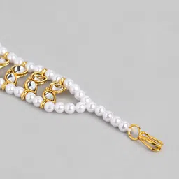 Peora White & Maroon Gold-Plated Kundan Handcrafted Maang Tikka image 5