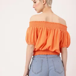 DressBerry Dreamy Vibe Smocked Off-Shoulder Blouson Crop Top image 3