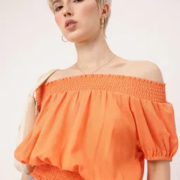 DressBerry Dreamy Vibe Smocked Off-Shoulder Blouson Crop Top image 5