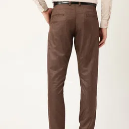 SOJANYA Men Coffee Brown Smart Regular Fit Solid Formal Trousers image 3