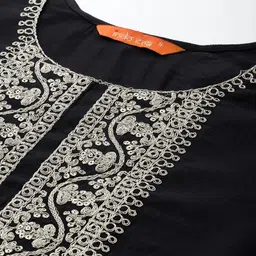 Indo Era Ethnic Motifs Zari Embroidered Liva Kurta With Trousers & Dupatta image 3