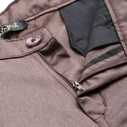 SOJANYA Men Coffee Brown Smart Regular Fit Solid Formal Trousers image 5