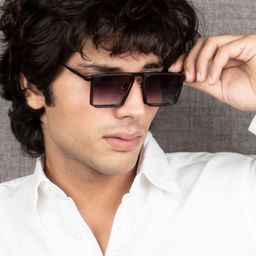 Ted Smith Unisex Purple Lens & Black Square Sunglasses with UV Protected Lens-picture-1