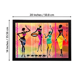 eCraftIndia Pink & Green Tribal Theme Satin Matt Textured UV Wall Art image 4