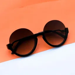 Spiky Unisex Kids Grey Lens & Black Round Sunglasses with UV Protected Lens image 1