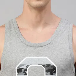 van heusen innerwear Van Heusen Men Grey Printed All Day Comfort Graphic Print Vest image 2