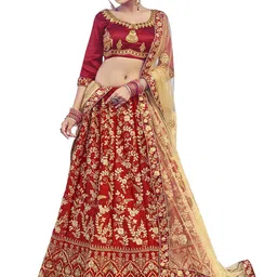 Maroosh Embroidered Thread Work Unstitched Lehenga & Blouse With Dupatta-picture-45