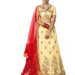 Maroosh Embroidered Thread Work Unstitched Lehenga & Blouse With Dupatta-picture-37