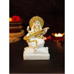 Ekhasa Aura Series Gold Plated Marble Dust Maa Saraswati Idol (5 Inch)-picture-12