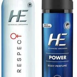 generic He Respect Advanced Grooming Body Spray + HE Power Men's Perfume Combo Pack of 2 image 1