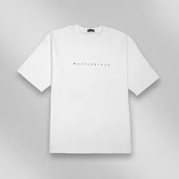 MuscleBlaze Natty But Tasty Oversized Solid T-Shirt, X-Small White image 1