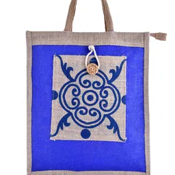 Kuber Industries Set Of 3 Floral Printed Jute Grocery Bag With Handles image 2