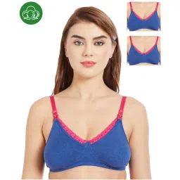 Inner Sense Organic Cotton Antimicrobial Laced Nursing Bra Pack of 3 - Blue-image-71